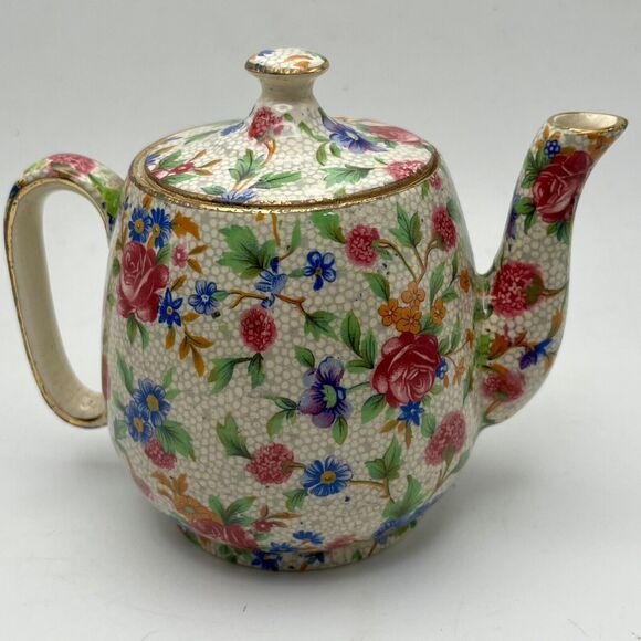 Vintage Royal Winton Teapot England Grimwades Old Cottage Chintz Pre 1960 1 Cup - Picture 3 of 16